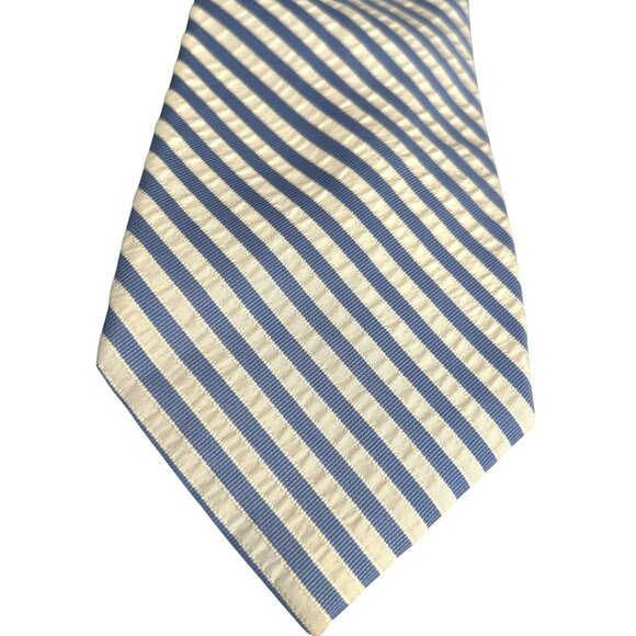 Classic Tommy Hilfiger Preppy Striped Seersucker Coastal Tie Resort New England - Picture 2 of 3
